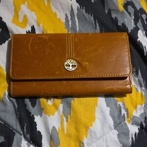 Timberland Brown Leather Wallet with Tree Logo